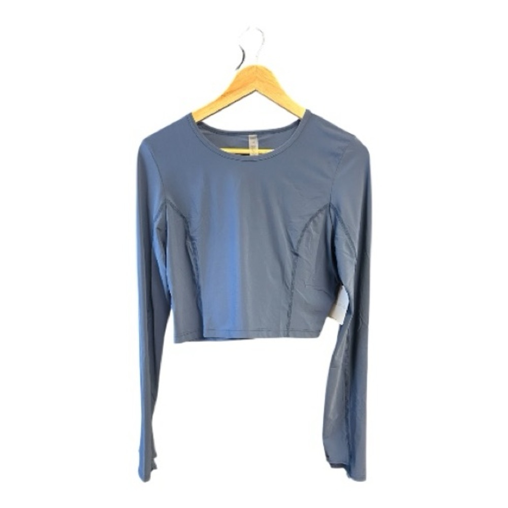 NWT Beyond Yoga Long Sleeve Crop Top in Blue Moon Blmon WK7925 Size L